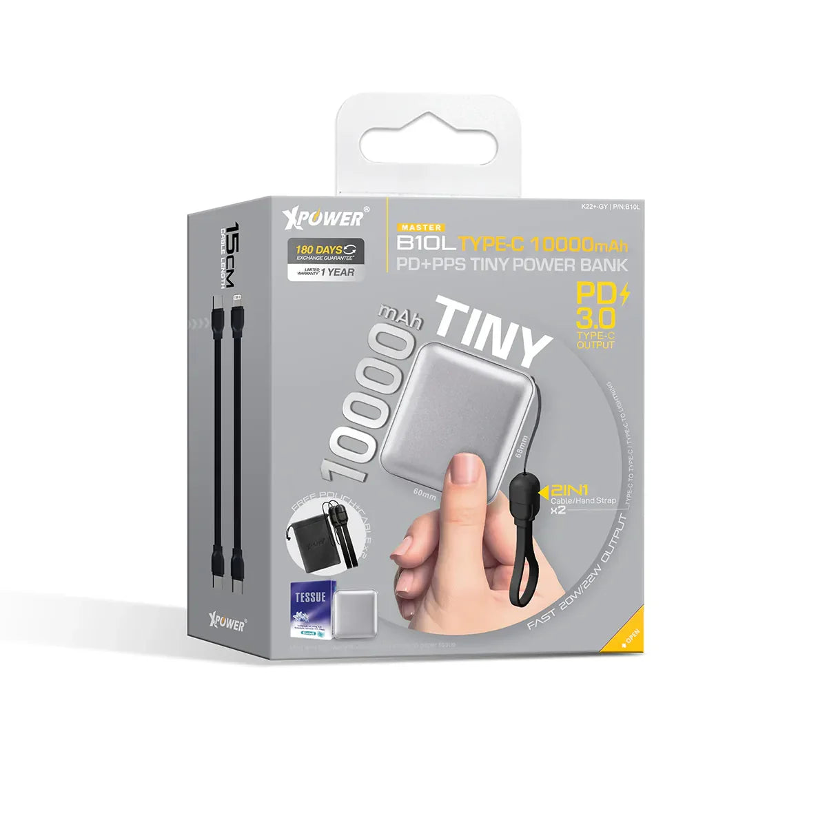 Xpower 10000mah 20w Tiny Power Bank - Grey - Tashqila Xpower 10000mah 20w Tiny Power Bank - Grey - Tashqila